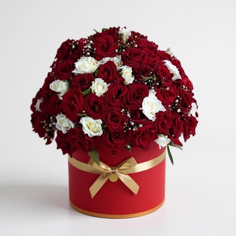 Red & White Roses Box – Elegant & Romantic Gift